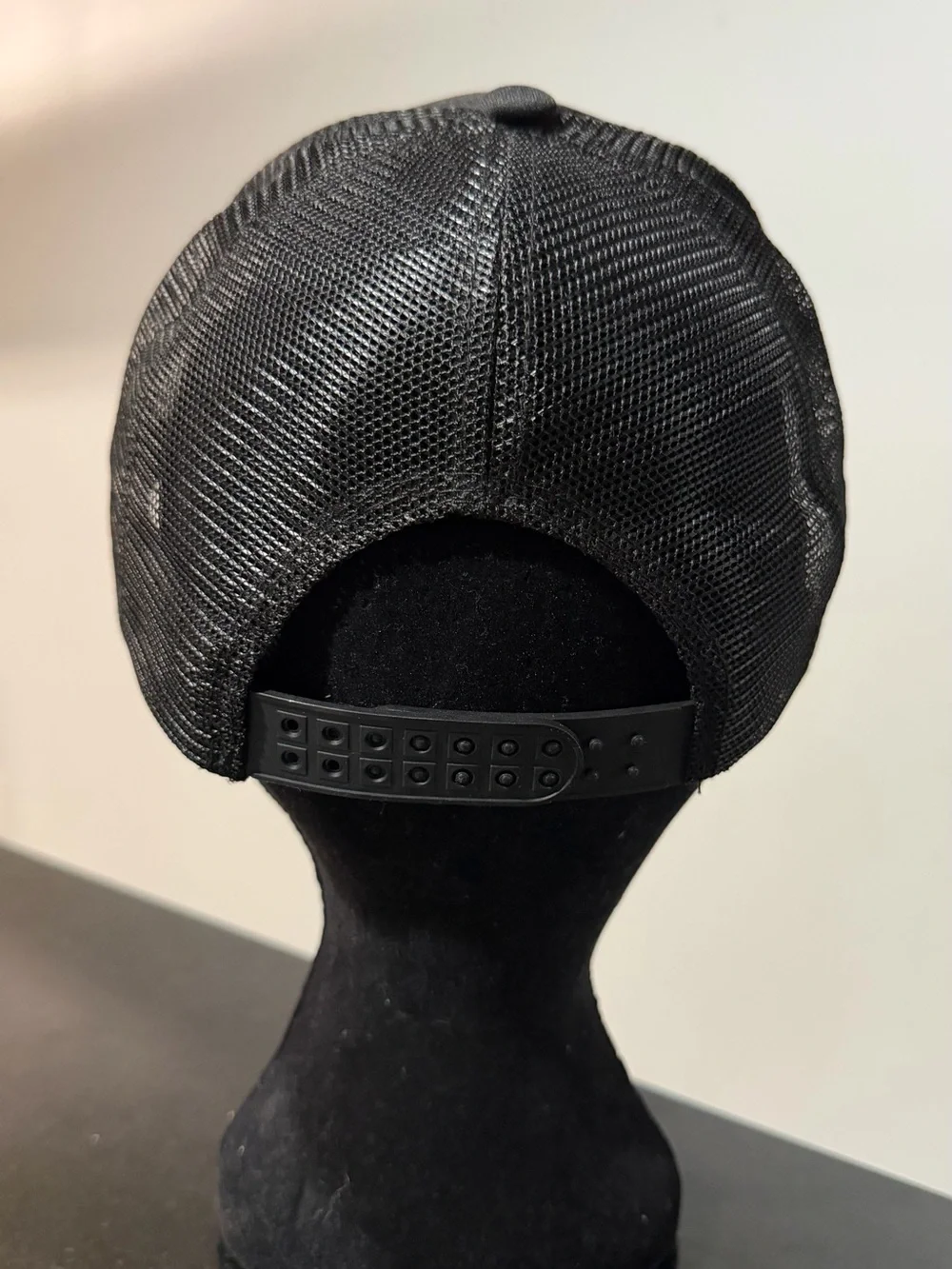 Black Truckers Hat with Crochet Granny Square.